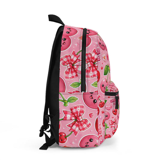 Cherry Vibes Backpack — Cute Pink Kawaii Cherries "Good Vibes" School Bag
