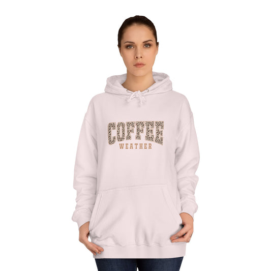 Coffee Weather Hoodie — Cozy Leopard College-Style Pullover