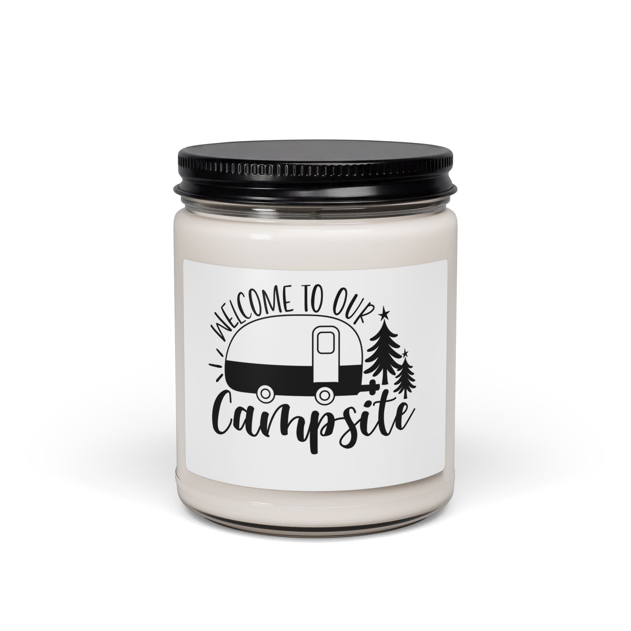 Campsite Soy Candle 9oz — “Welcome to Our Campsite” Rustic Camper Scented Candle