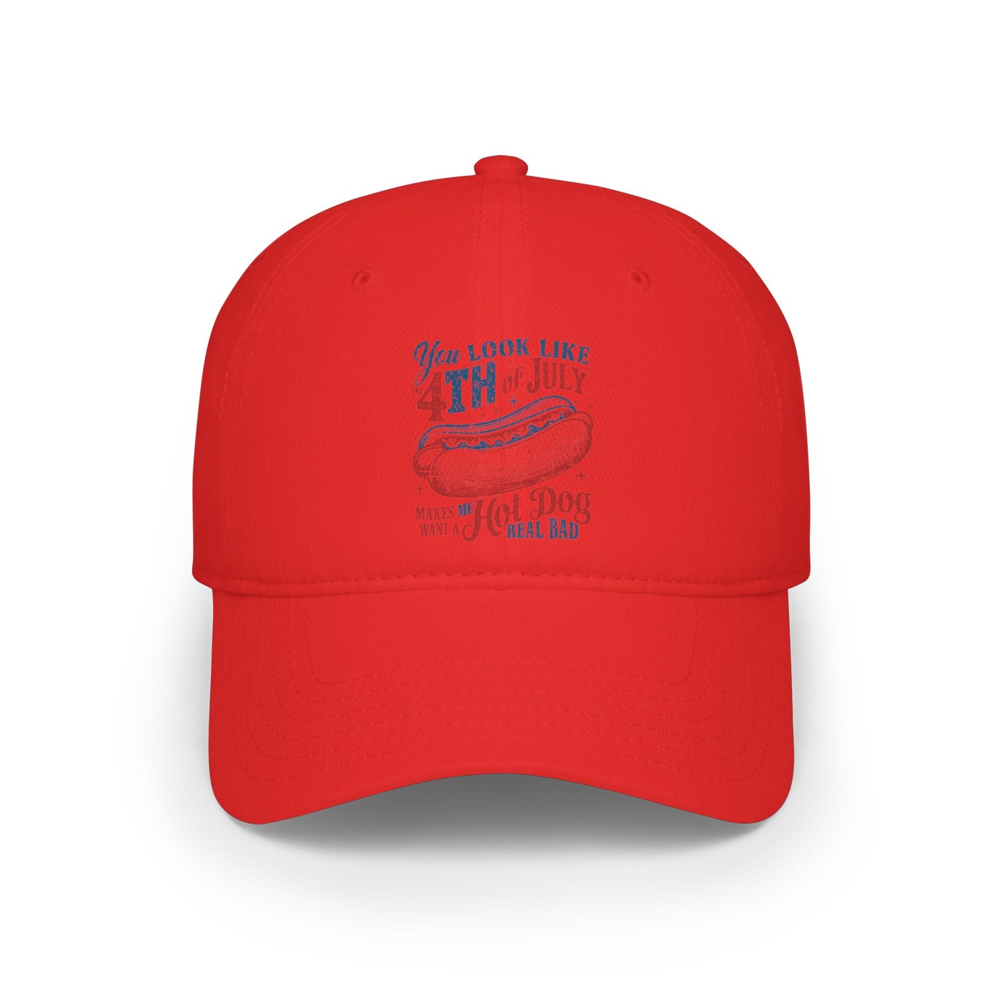 4th of July Hot Dog Baseball Cap — Fourth of July Patriotic Summer Hat