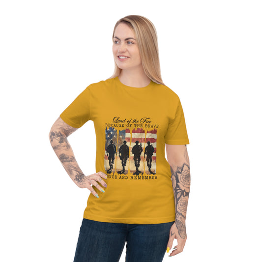 Patriotic T-Shirt - "Land of the Free Because of the Brave" Honor & Remember Military Tee