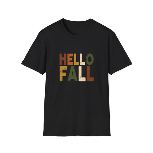 Hello Fall T‑Shirt — Retro Earth Tone Autumn Graphic Tee