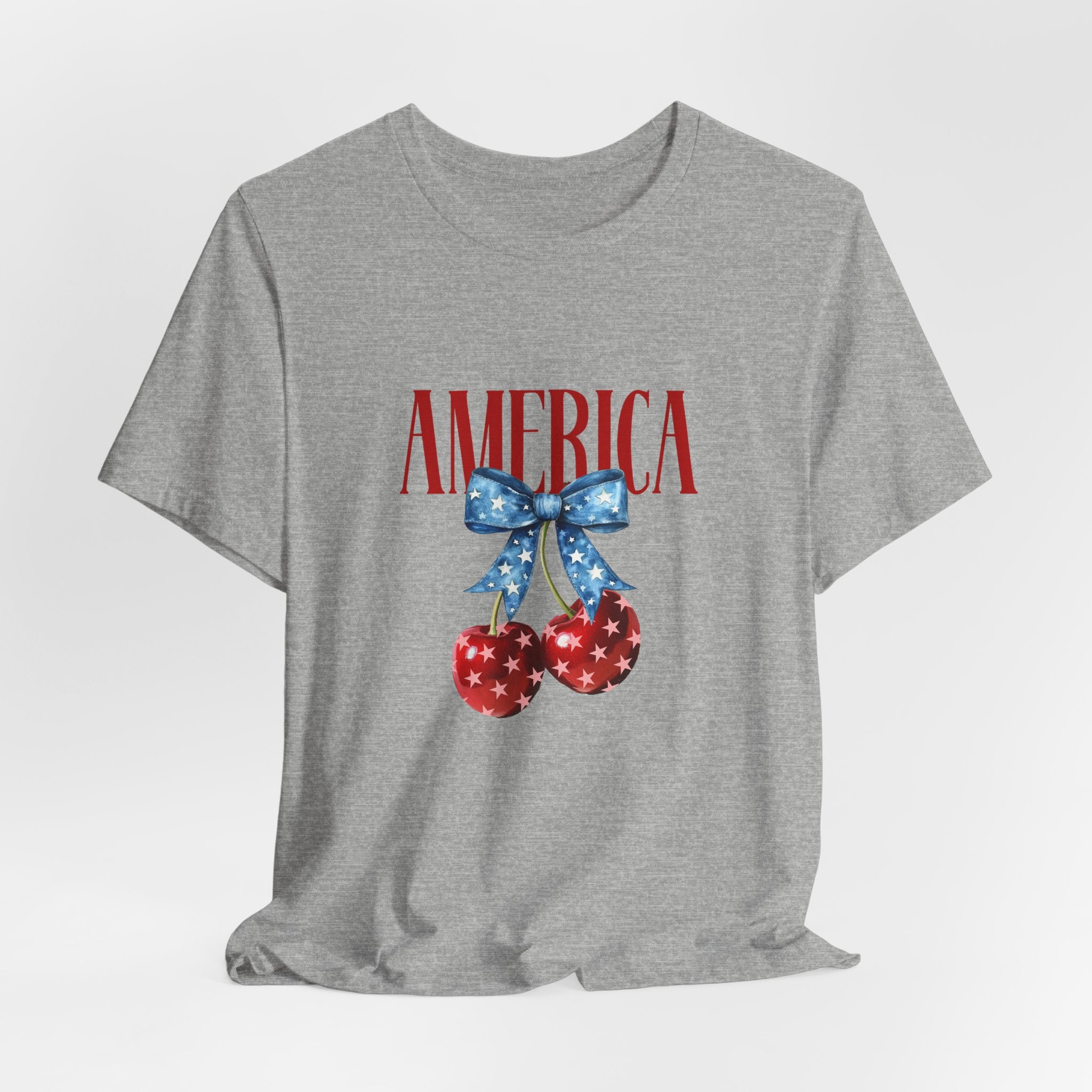 America Cherry Graphic Tee – Patriotic 4th of July Shirt