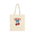 America Cherry Tote Bag — Patriotic Cotton Canvas Grocery Tote