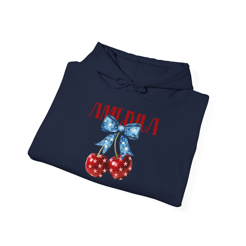 Cherry Bow Hoodie — Americana Cherry Graphic Sweatshirt