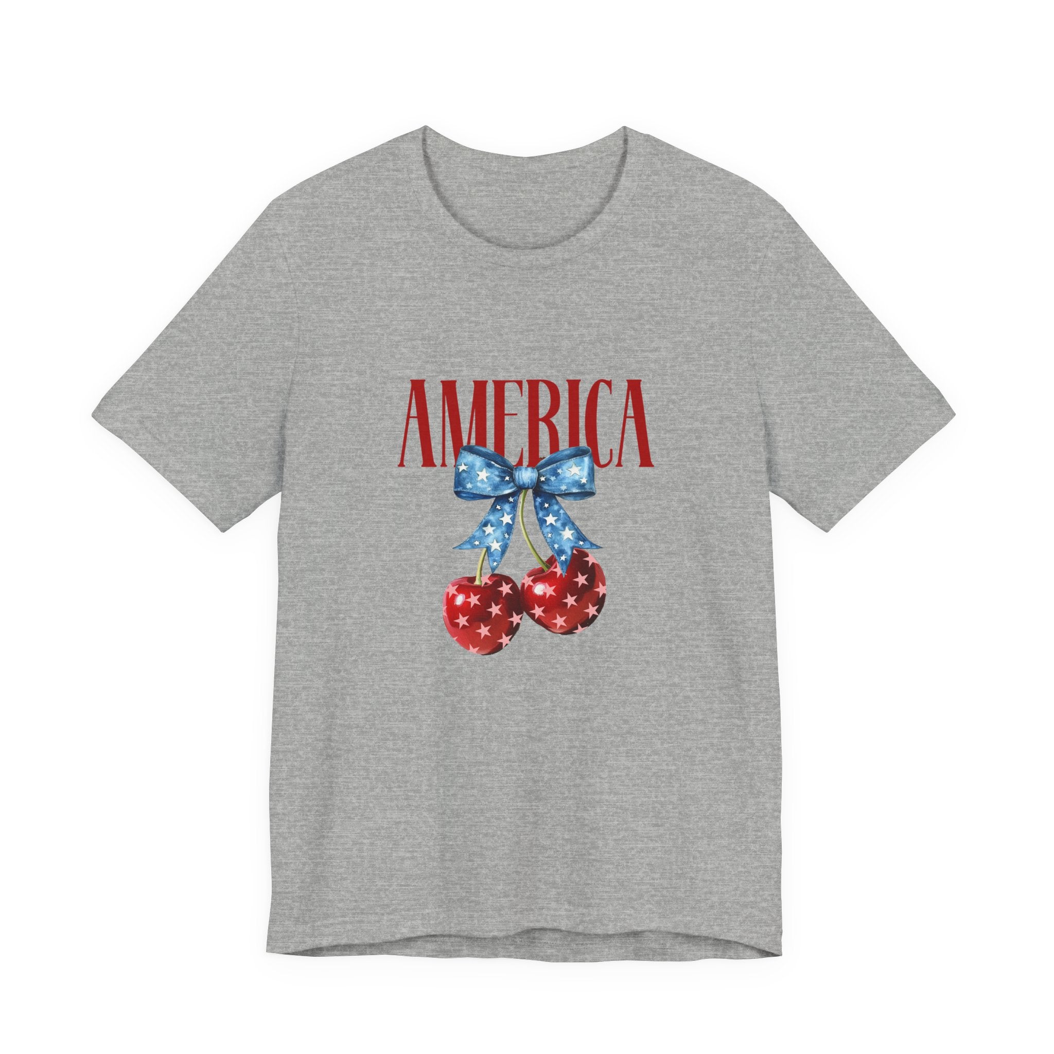 America Cherry Graphic Tee – Patriotic 4th of July Shirt