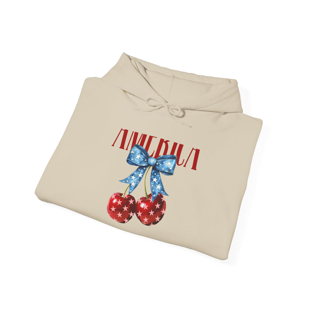 Cherry Bow Hoodie — Americana Cherry Graphic Sweatshirt