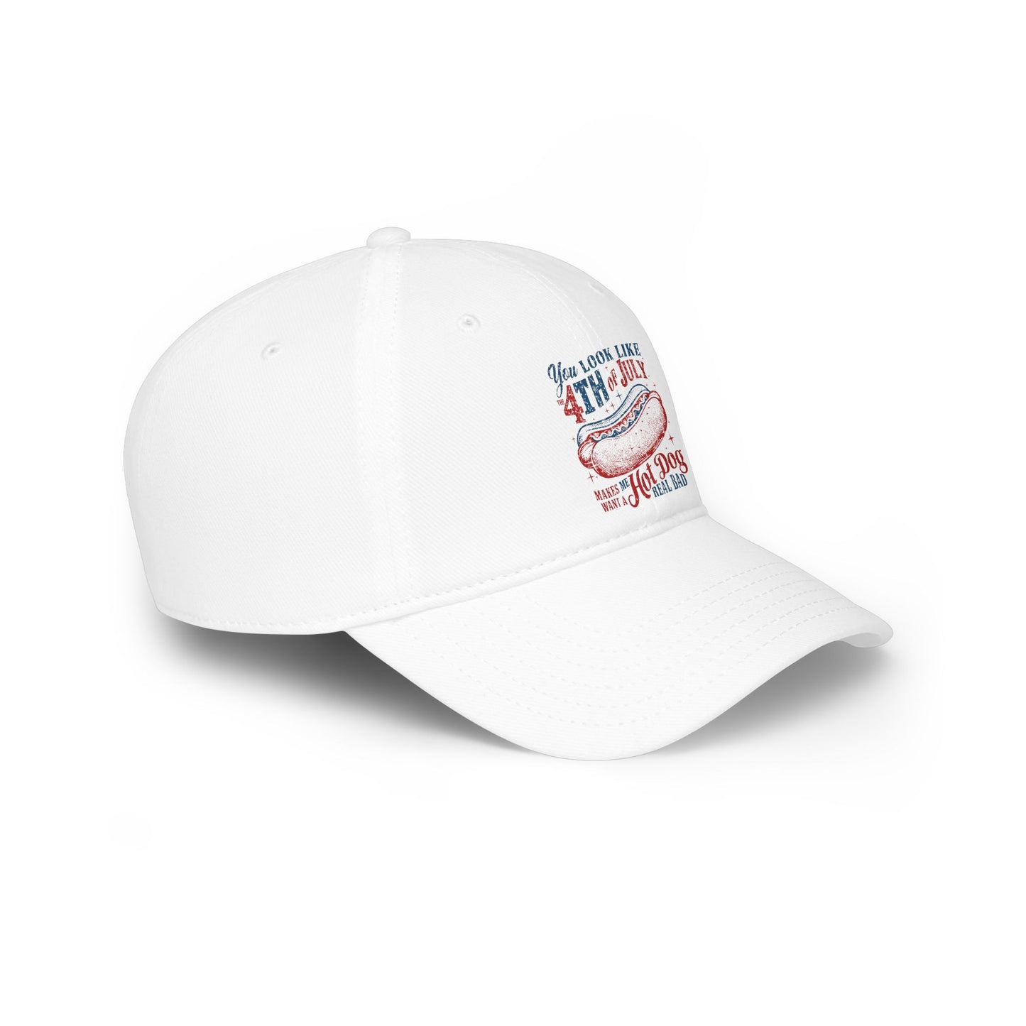 4th of July Hot Dog Baseball Cap — Fourth of July Patriotic Summer Hat