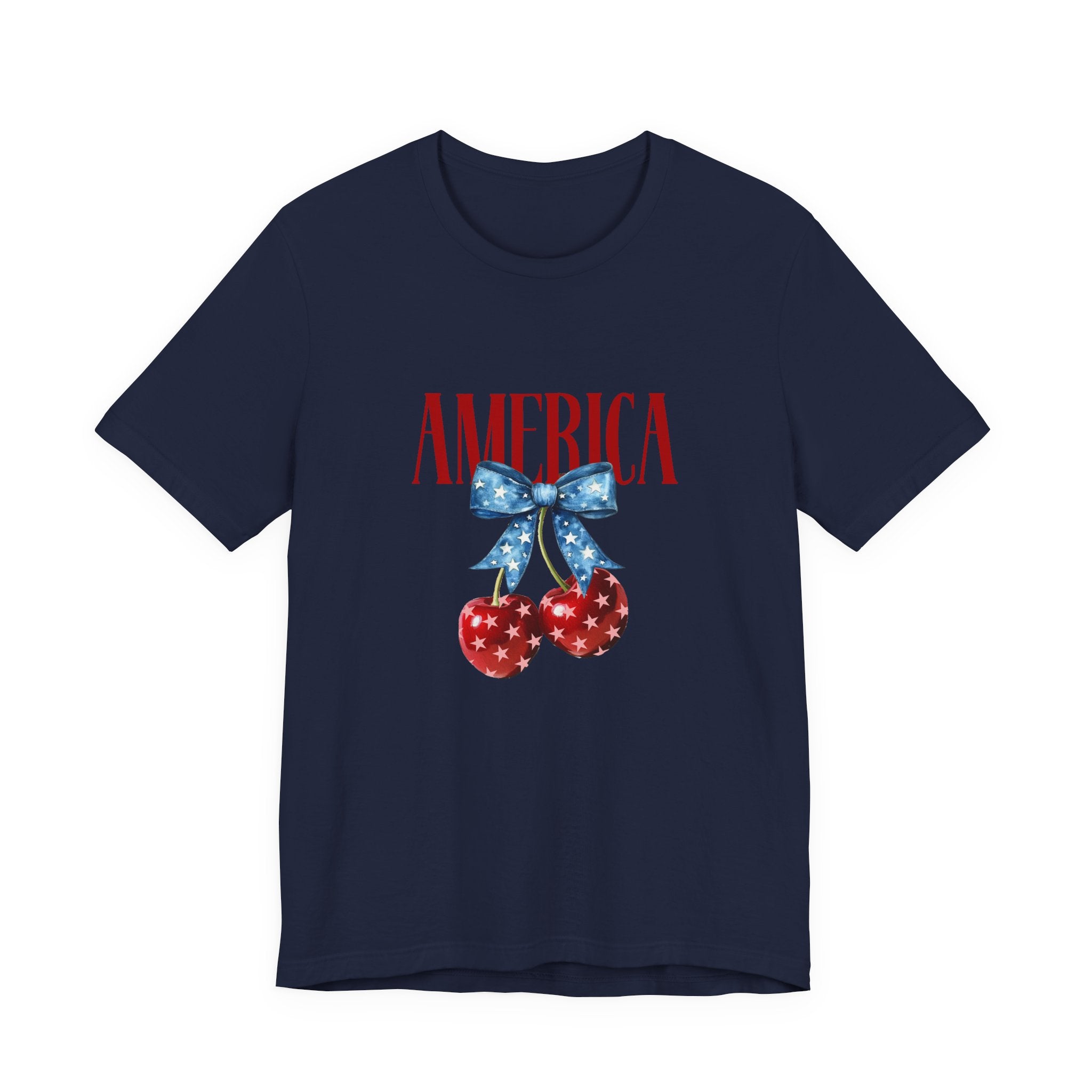 America Cherry Graphic Tee – Patriotic 4th of July Shirt