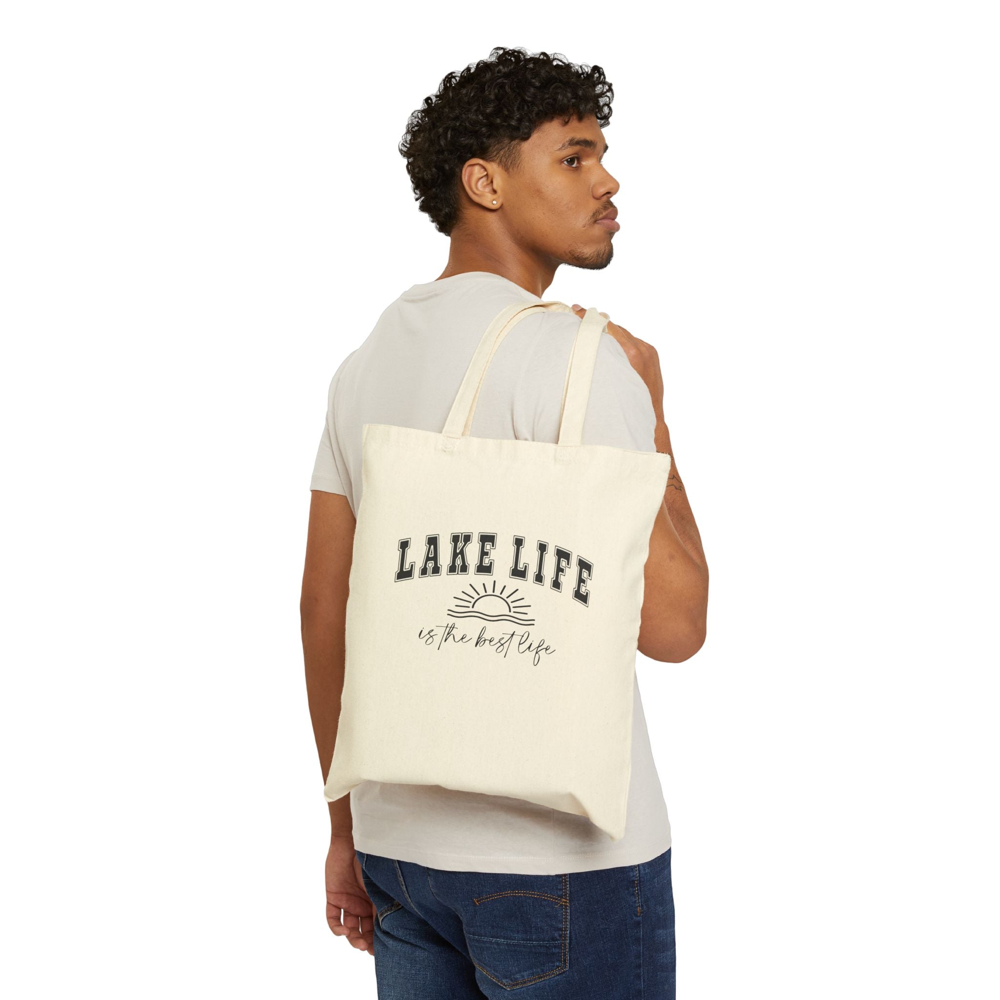 Lake Life Canvas Tote Bag — "Lake Life is the Best Life" Beach & Summer Reusable Shopper