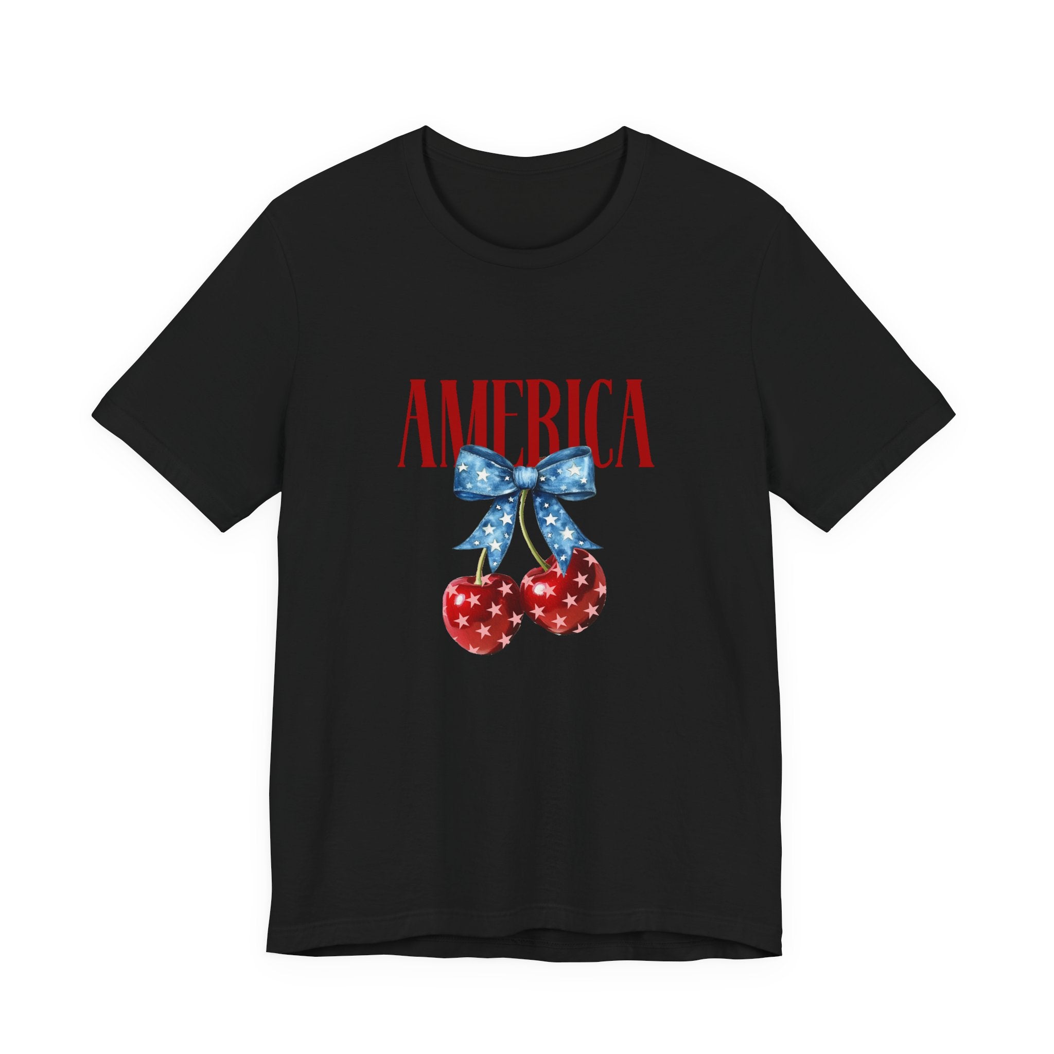 America Cherry Graphic Tee – Patriotic 4th of July Shirt