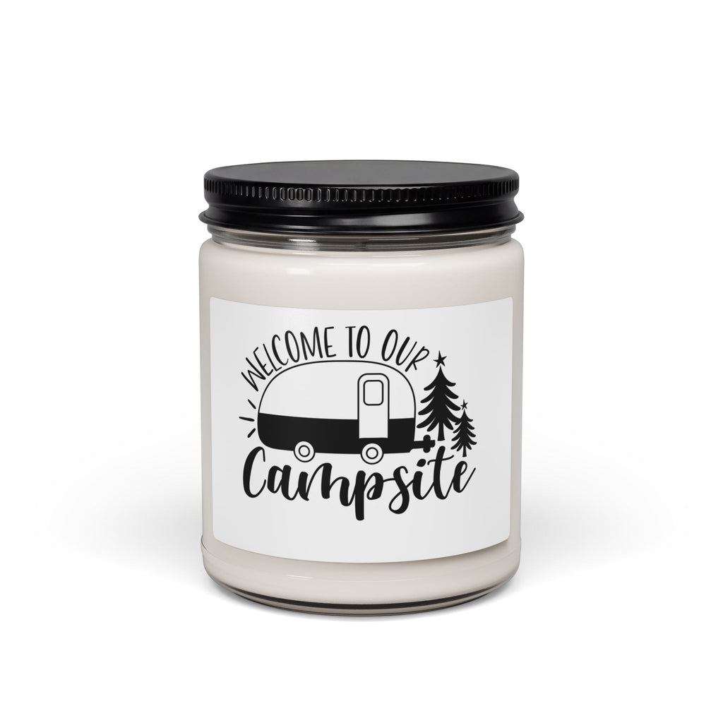 Campsite Soy Candle 9oz — “Welcome to Our Campsite” Rustic Camper Scented Candle