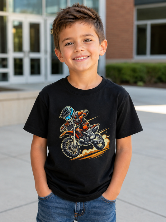 Dirt Bike Youth Tee — Kids Motocross Motorcycle T‑Shirt