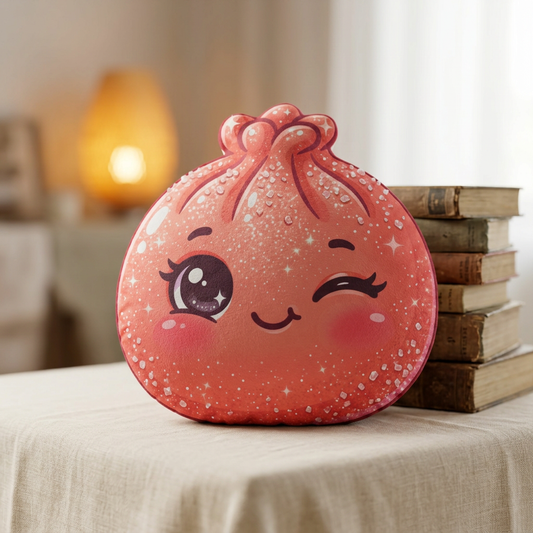 Kawaii Winking Dumpling Shaped Pillow – Cute Plush Decorative Cushion
