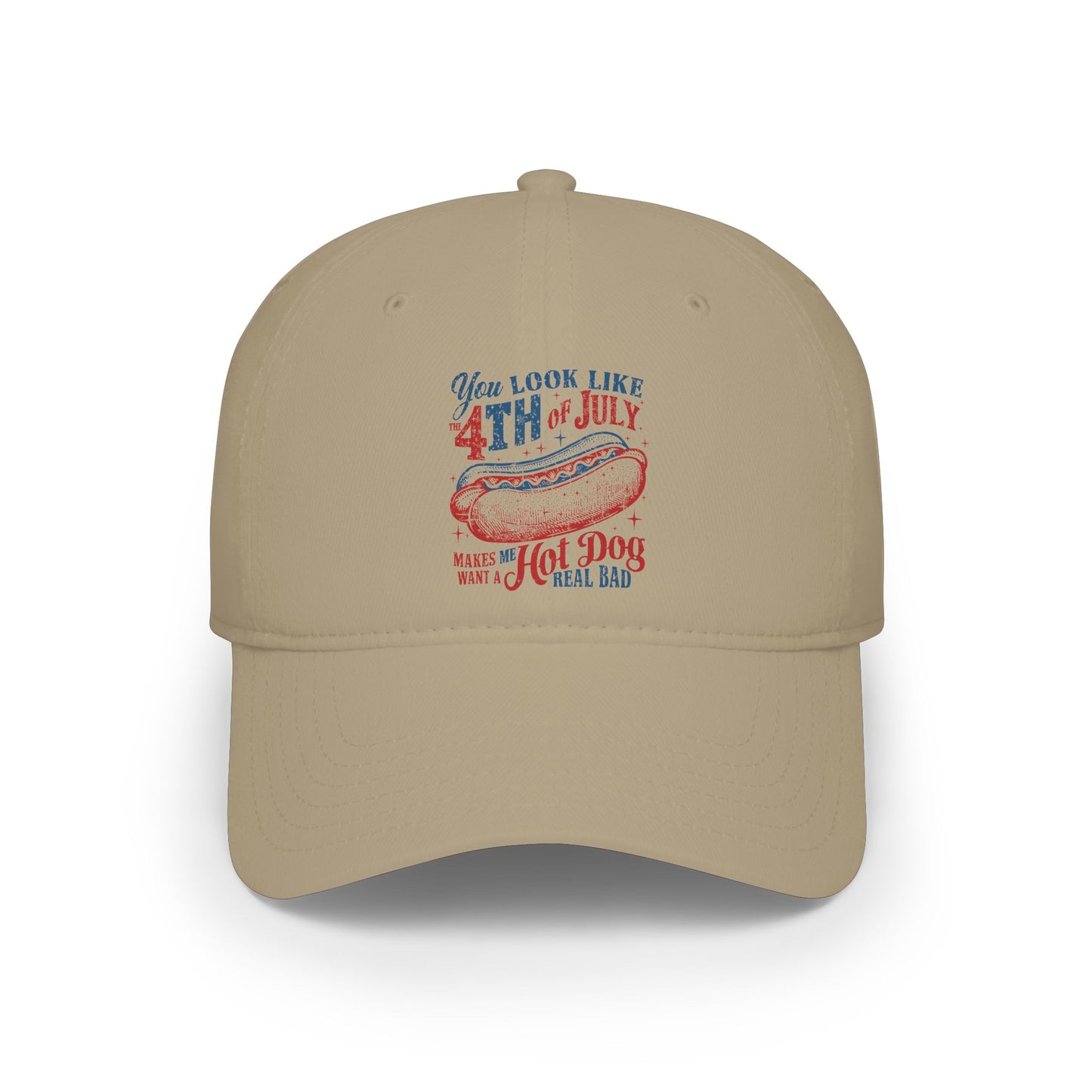 4th of July Hot Dog Baseball Cap — Fourth of July Patriotic Summer Hat