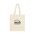 Campsite Canvas Tote Bag — "Welcome to Our Campsite" Camper & Trees