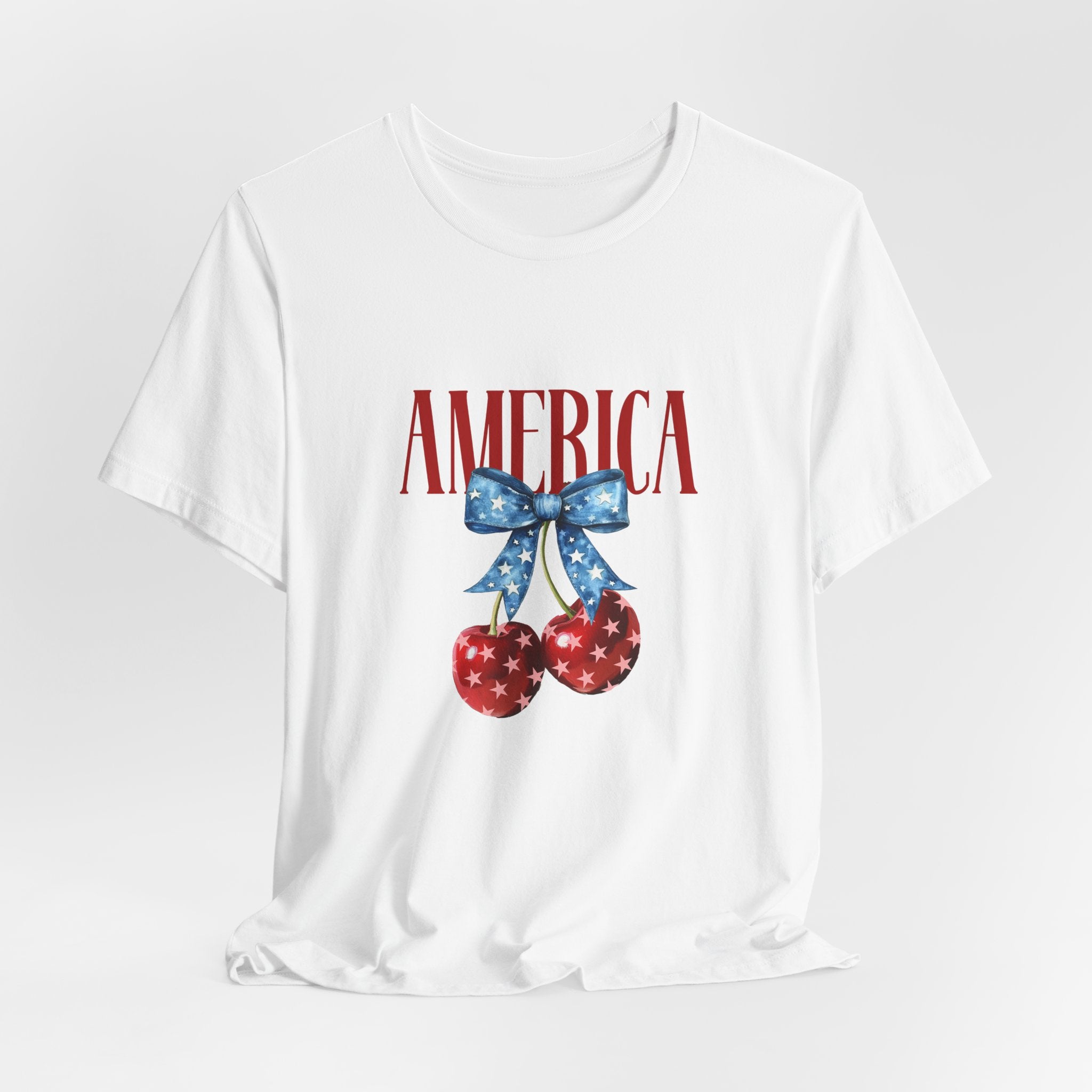 America Cherry Graphic Tee – Patriotic 4th of July Shirt