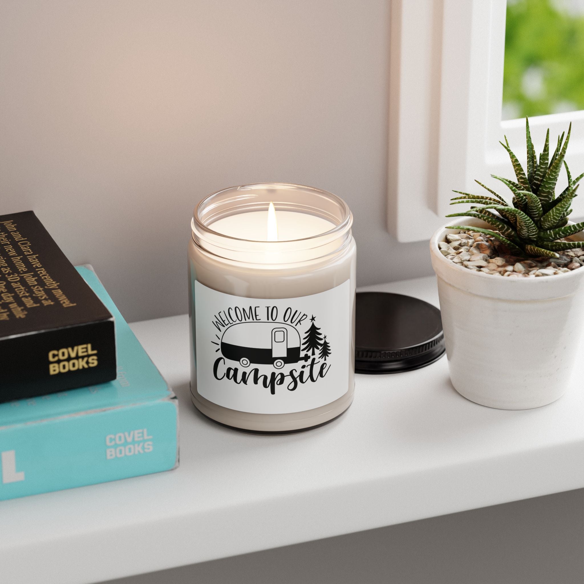 Campsite Soy Candle 9oz — “Welcome to Our Campsite” Rustic Camper Scented Candle