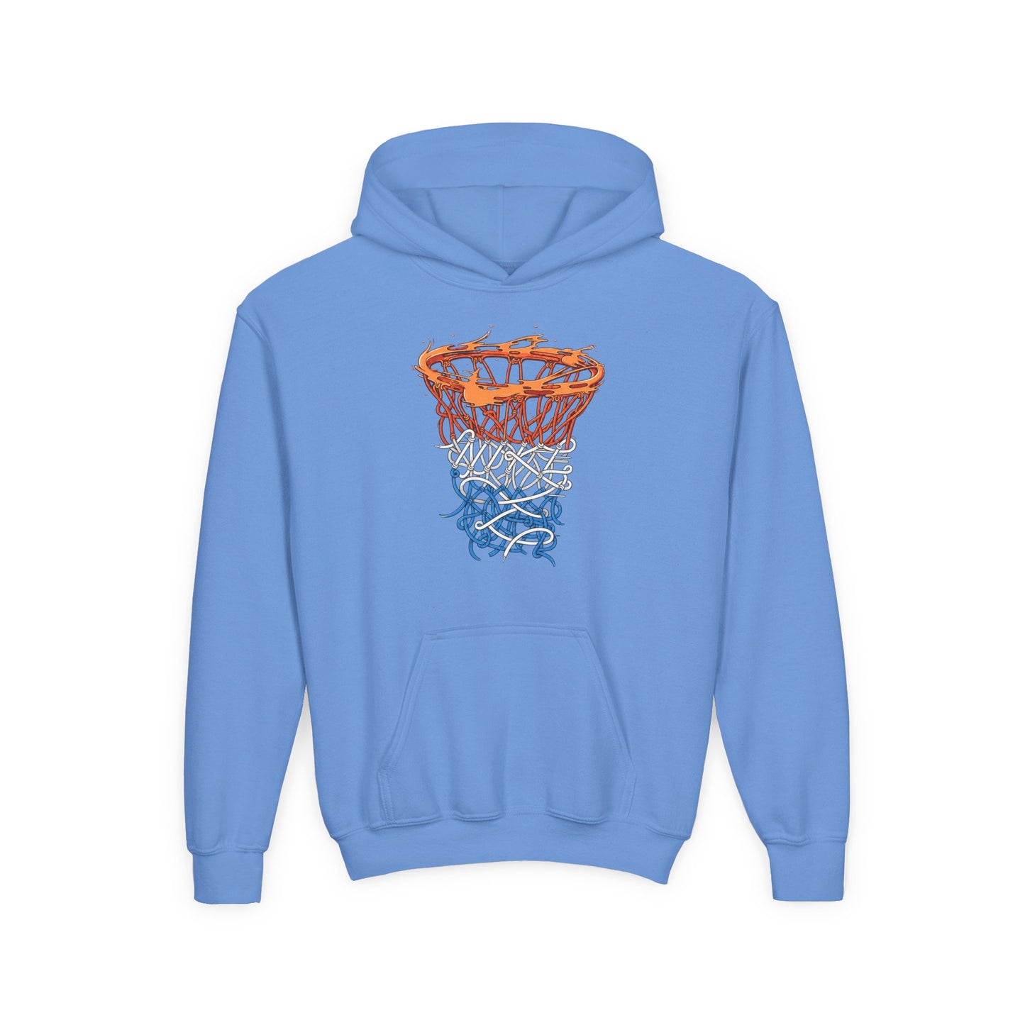 Youth Basketball Hoodie – Orange & Blue Hoop Graphic