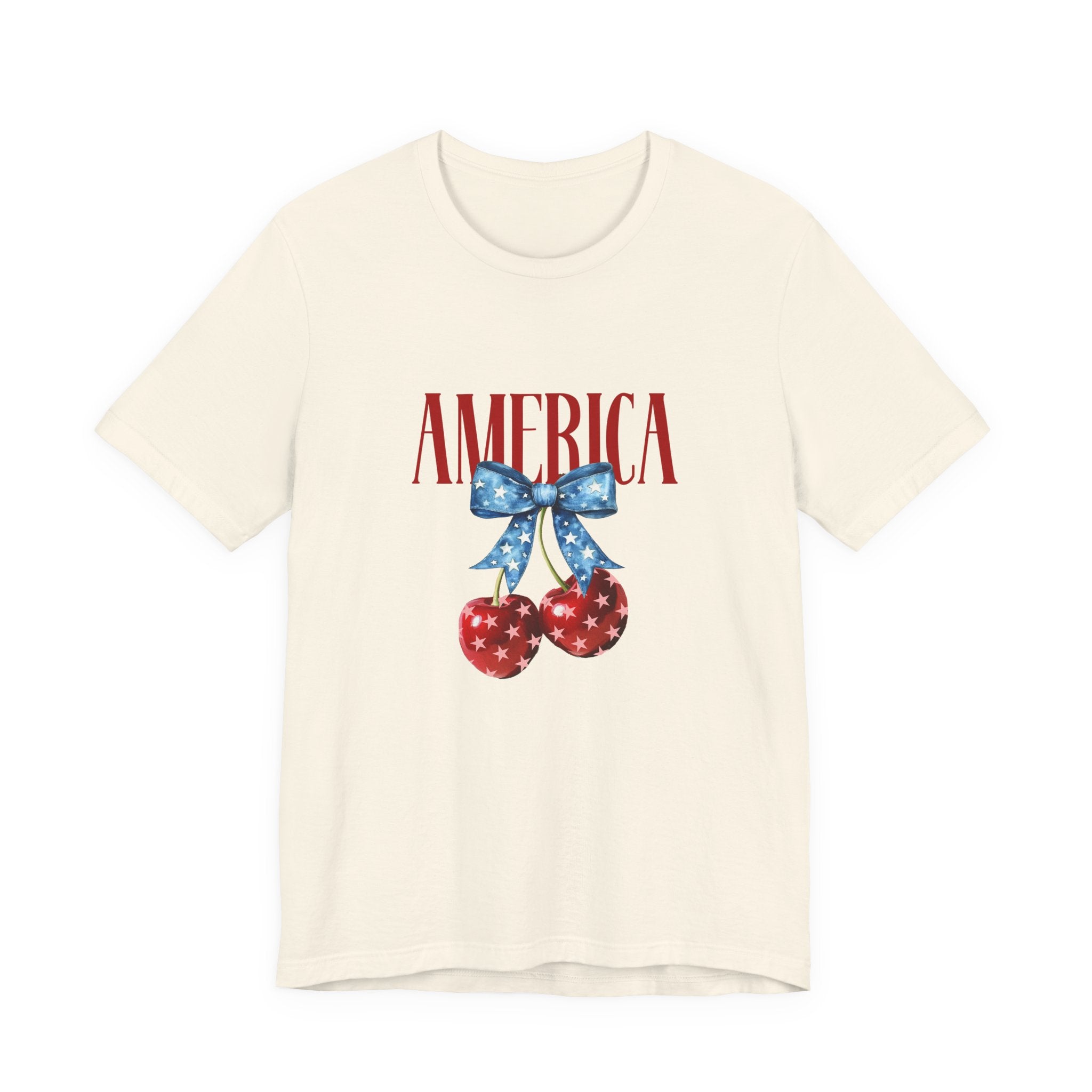 America Cherry Graphic Tee – Patriotic 4th of July Shirt