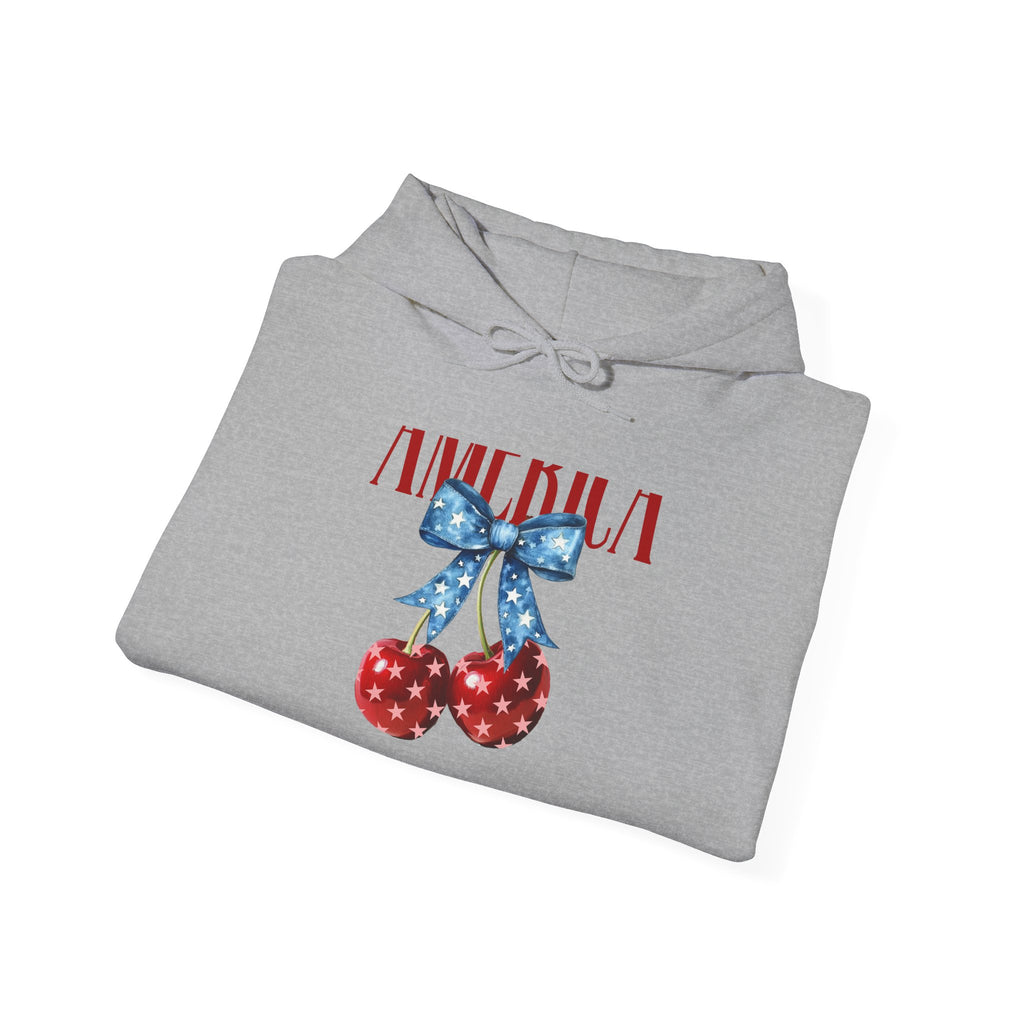 Cherry Bow Hoodie — Americana Cherry Graphic Sweatshirt
