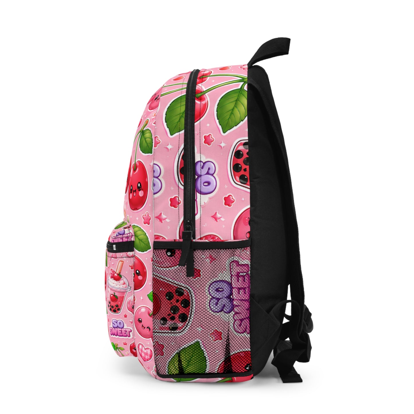 Cherry Vibes Backpack — Cute Pink Kawaii Cherries "Good Vibes" School Bag