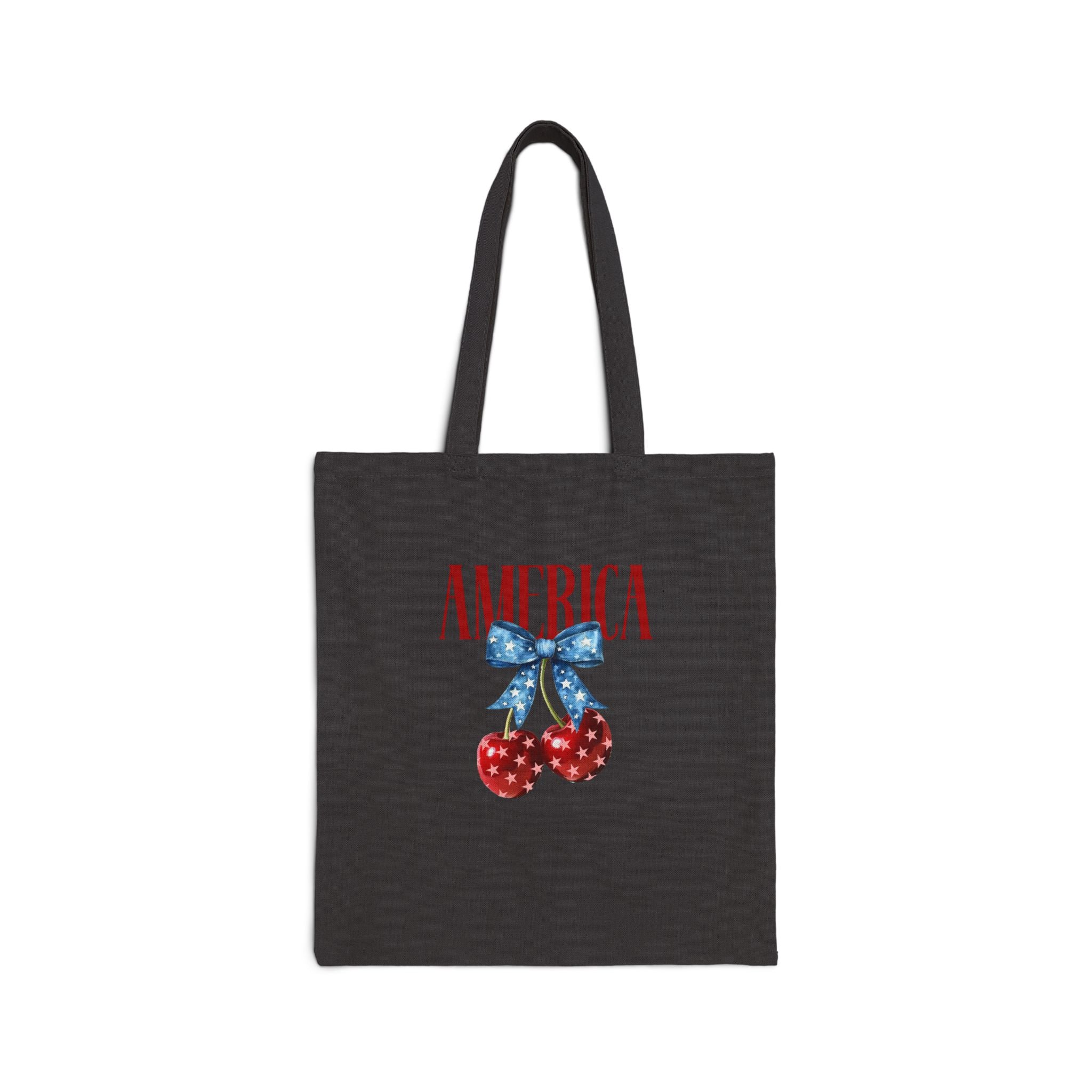 America Cherry Tote Bag — Patriotic Cotton Canvas Grocery Tote