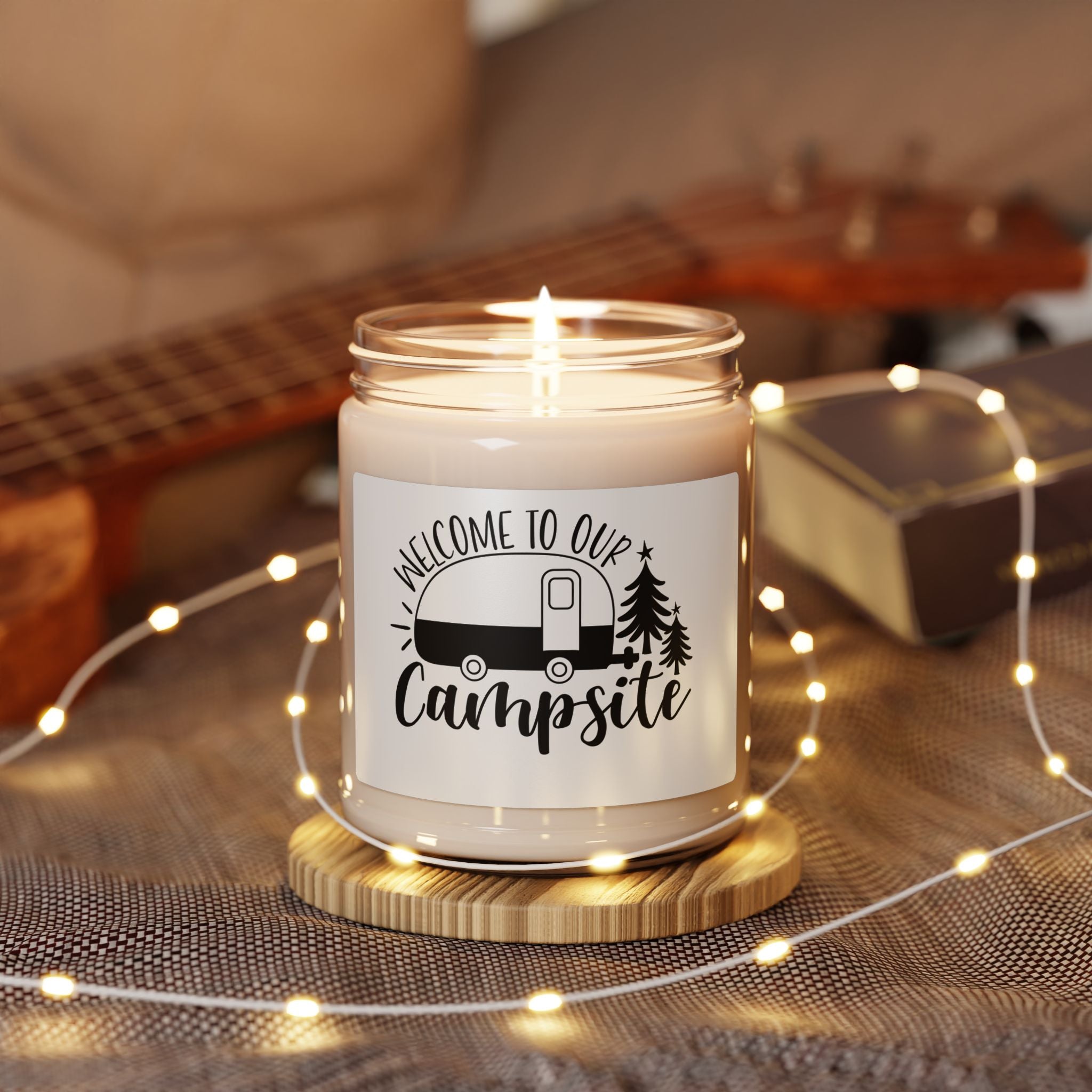 Campsite Soy Candle 9oz — “Welcome to Our Campsite” Rustic Camper Scented Candle