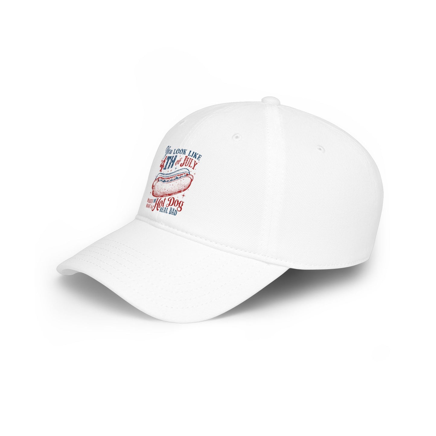 4th of July Hot Dog Baseball Cap — Fourth of July Patriotic Summer Hat