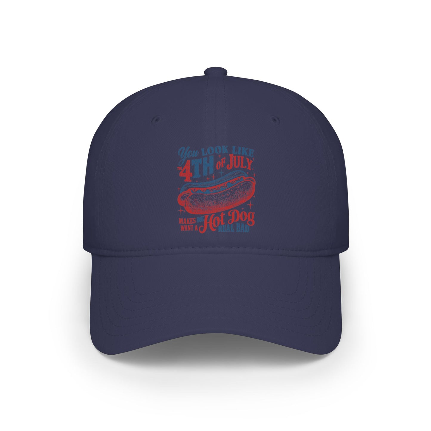 4th of July Hot Dog Baseball Cap — Fourth of July Patriotic Summer Hat