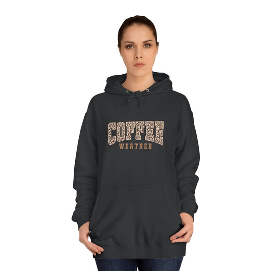Coffee Weather Hoodie — Cozy Leopard College-Style Pullover
