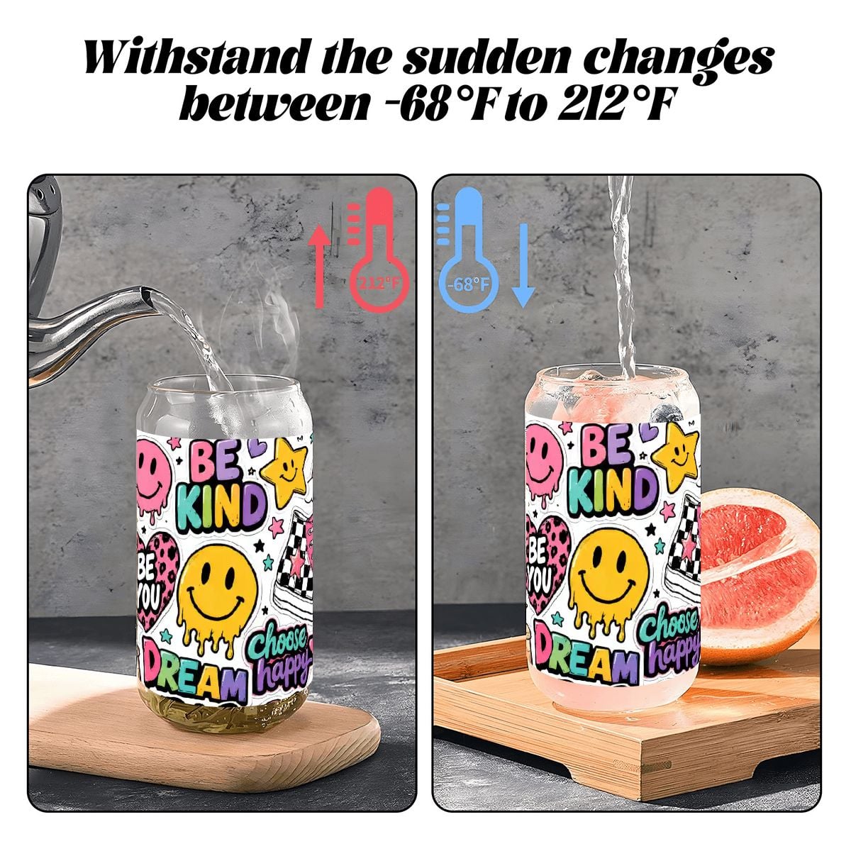 Glass Tumbler with Straw  Bamboo Lid  (16oz) sticker collage