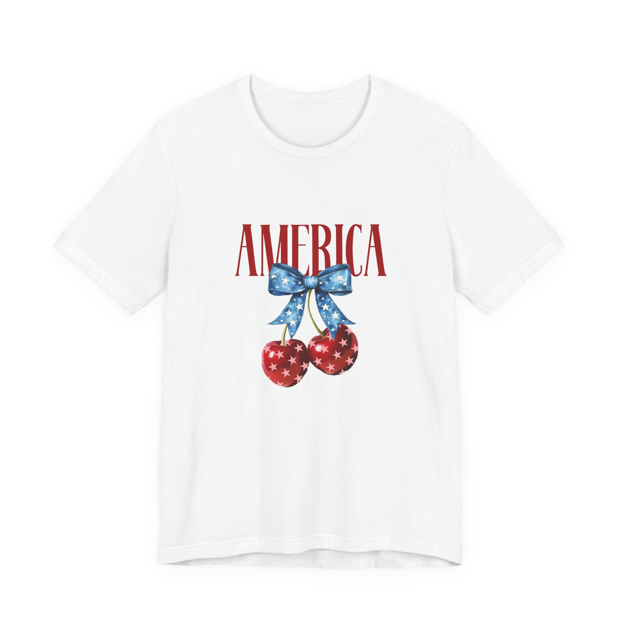 America Cherry Graphic Tee – Patriotic 4th of July Shirt