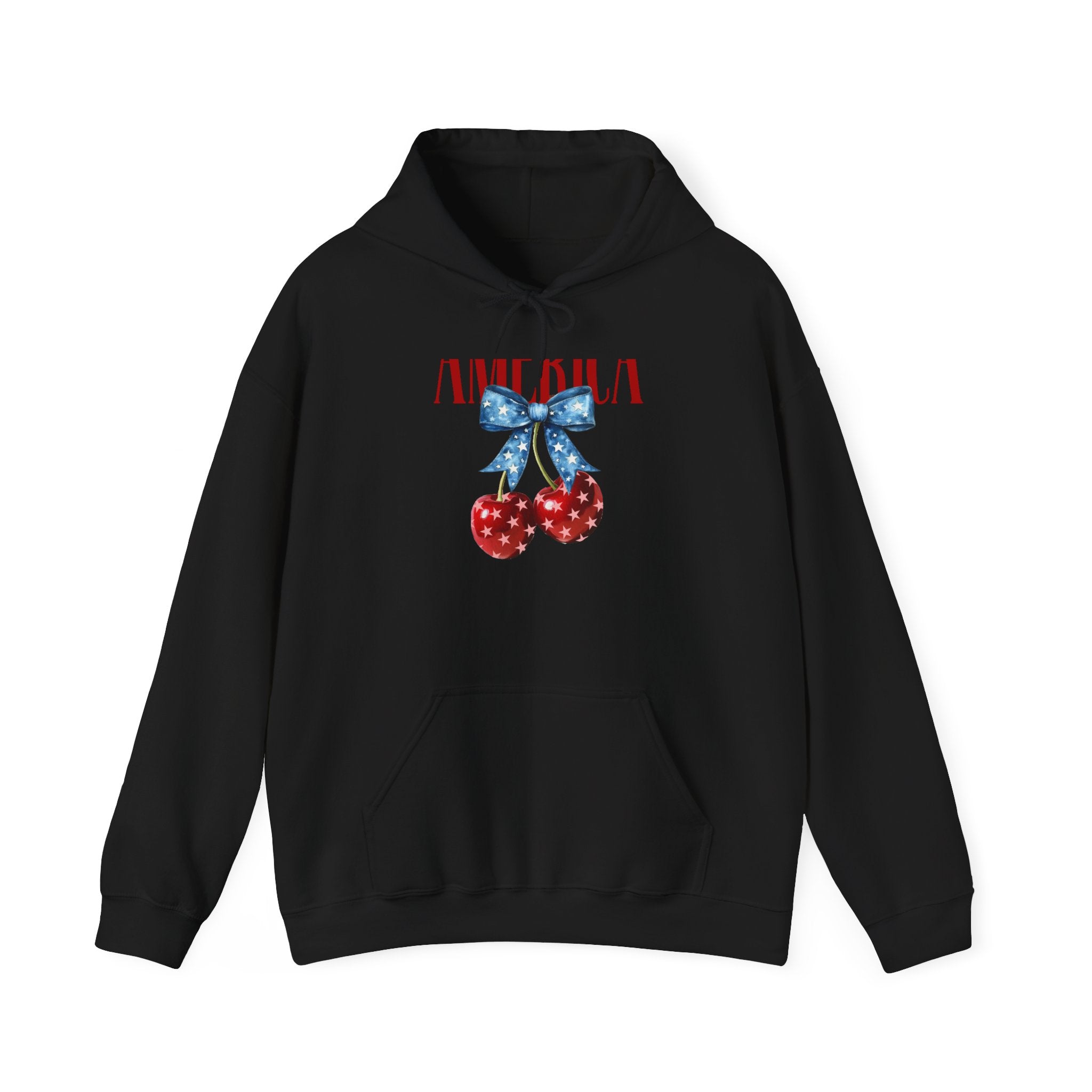 Cherry Bow Hoodie — Americana Cherry Graphic Sweatshirt