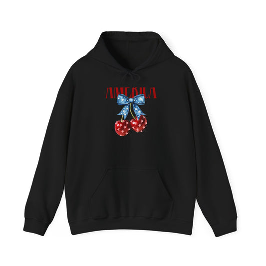 Cherry Bow Hoodie — Americana Cherry Graphic Sweatshirt