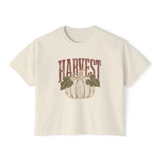Harvest Pumpkin Women's Boxy Tee — Vintage Fall Graphic